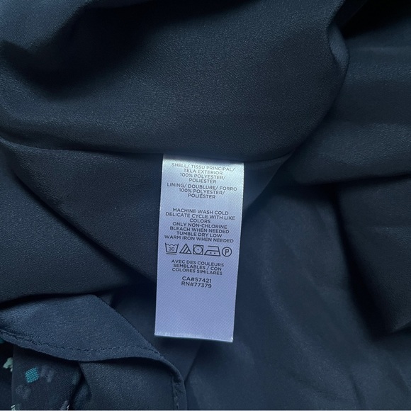 Loft Outlet Dress Women's 8 New NWT Navy Blue Tufted Swiss Dots Midi Ruffles - Picture 4 of 12